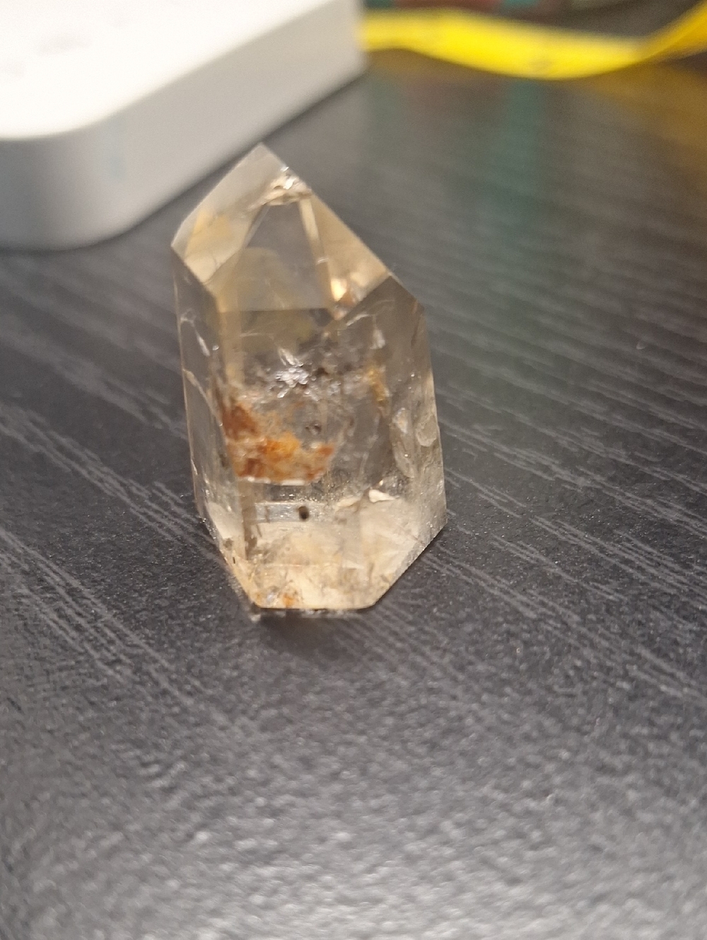 Clear Smoky Quartz Point with Golden Inclusions